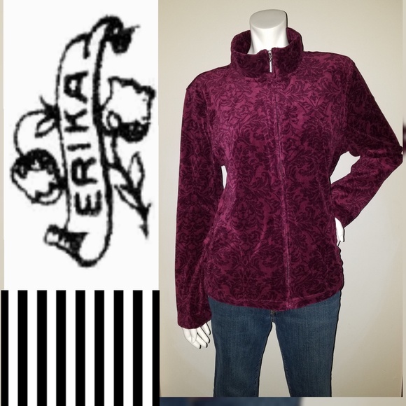 Erika Jackets & Blazers - Boho Luxe VELVET Jacket Red Wine Damask Gothic XL